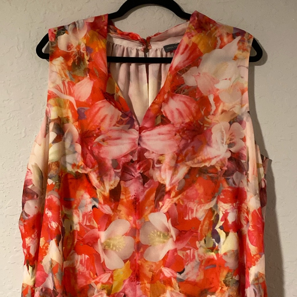 Vince Camuto Floral Sleeveless Top - Red and Pink